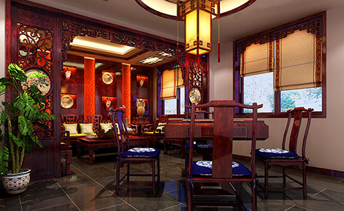 波莲镇古典中式风格茶楼包间设计装修效果图