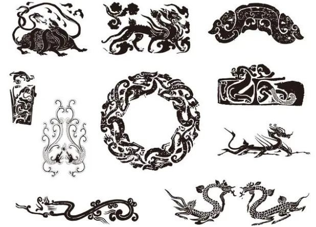 波莲镇龙纹和凤纹的中式图案